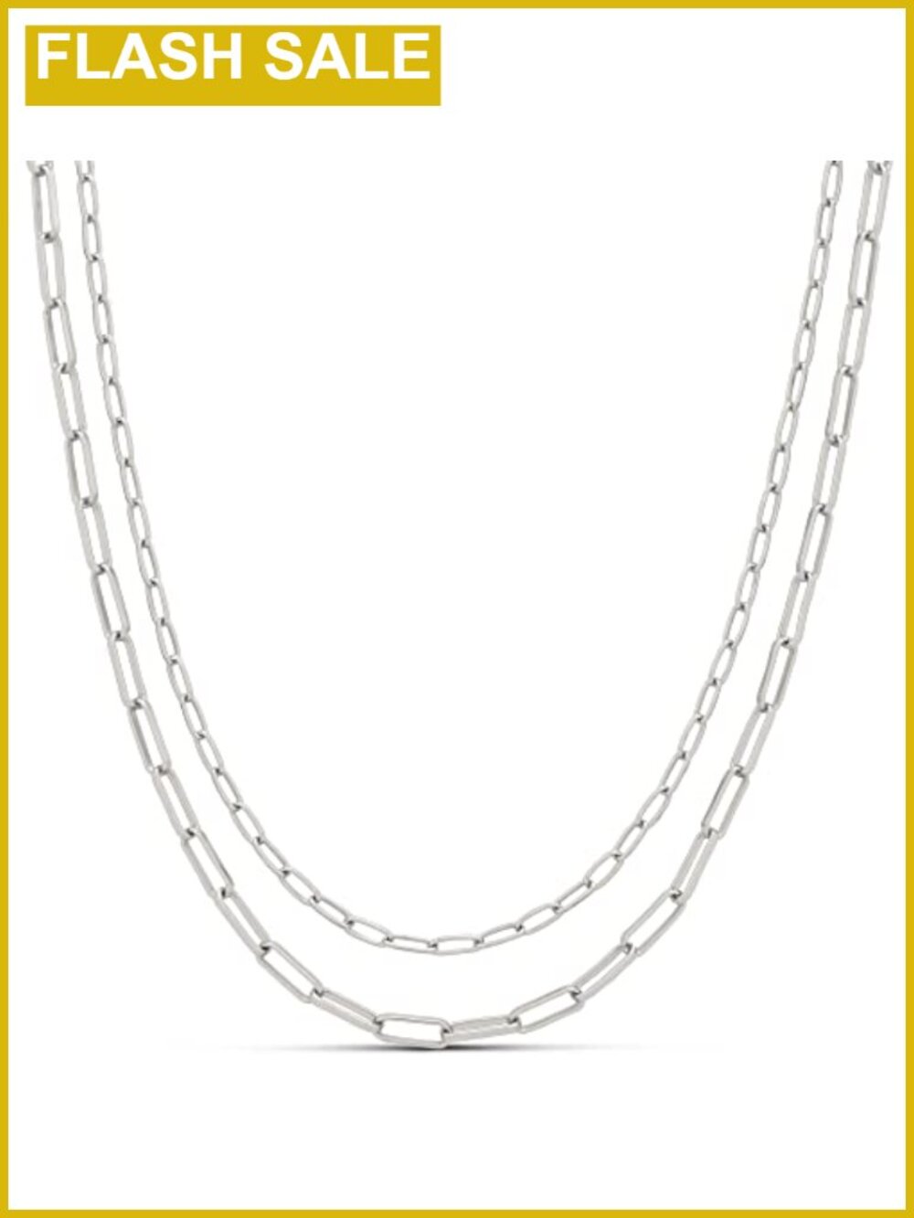 14K Gold Plated Sterling Silver Layered 2 Row Chain Necklace